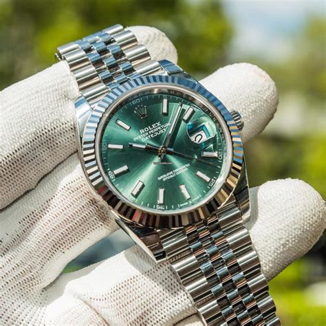 rolex mint green datejust|Rolex Datejust 41 green dial.